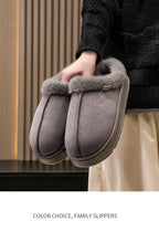 Fluffy Fur-Lined Slippers – Anti-Slip Thick Sole Winter Shoes for Indoor Home Use