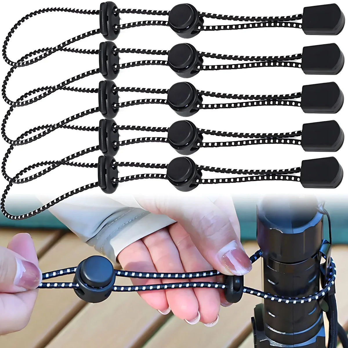 Elastic Rope Buckle – Trekking Pole Fixation for Hiking Camping Gear