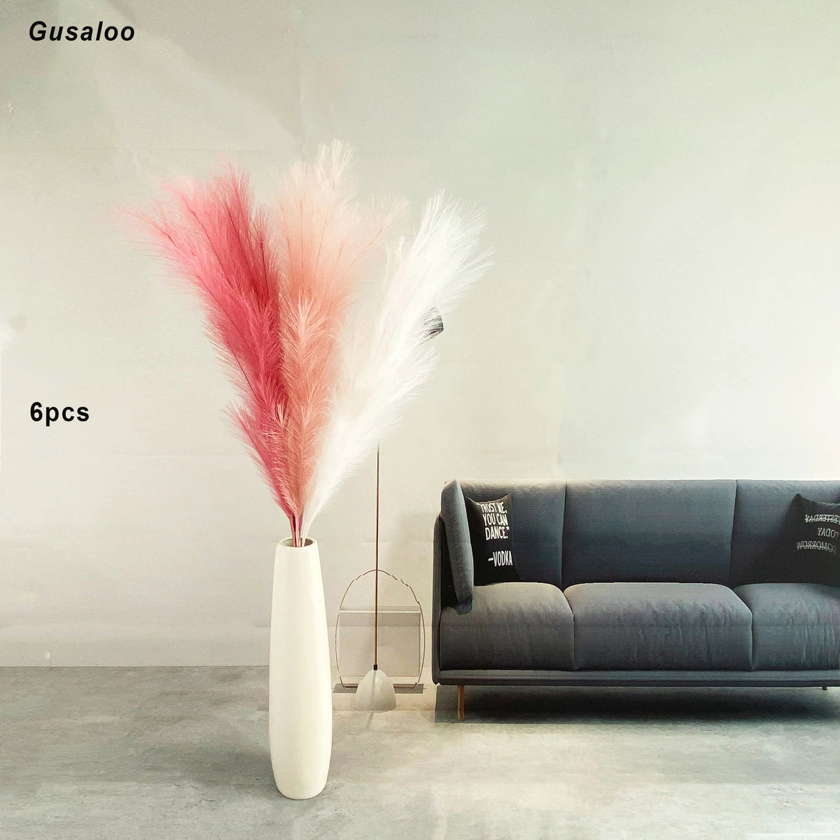 47" Faux Pampas Grass – Tall Fluffy Artificial Stems for Home Decor