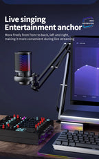 USB Condenser Microphone – RGB Gaming Podcast Mic for Studio Recording