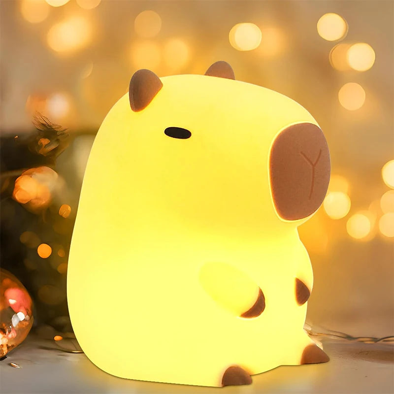 Silicone Capybara Night Light – Rechargeable Animal Bedside Lamp for Kids