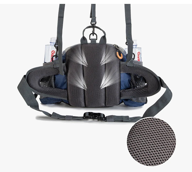 Multi-Pocket Fanny Pack – Water Bottle Holder for Outdoor Hiking and Cycling