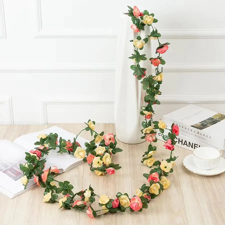 Artificial Rose Vine – 250cm Silk Flower Garland for Wedding Home Decor