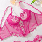 Floral Embroidered Mesh Lingerie Set – Sexy See-Through Bra and Panty for Women