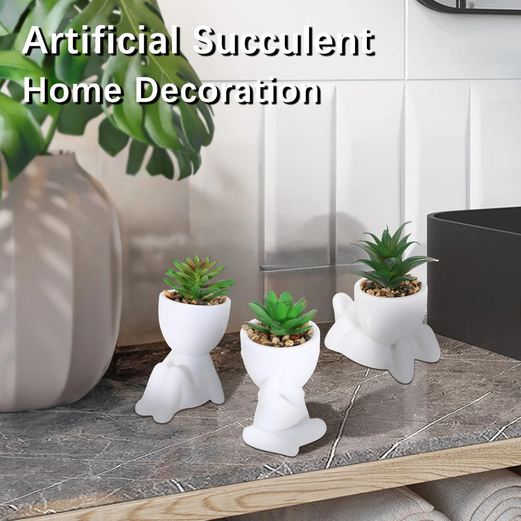 Artificial Aloe Vera Succulent Set – Cartoon PE Pot Plants for Home Decor