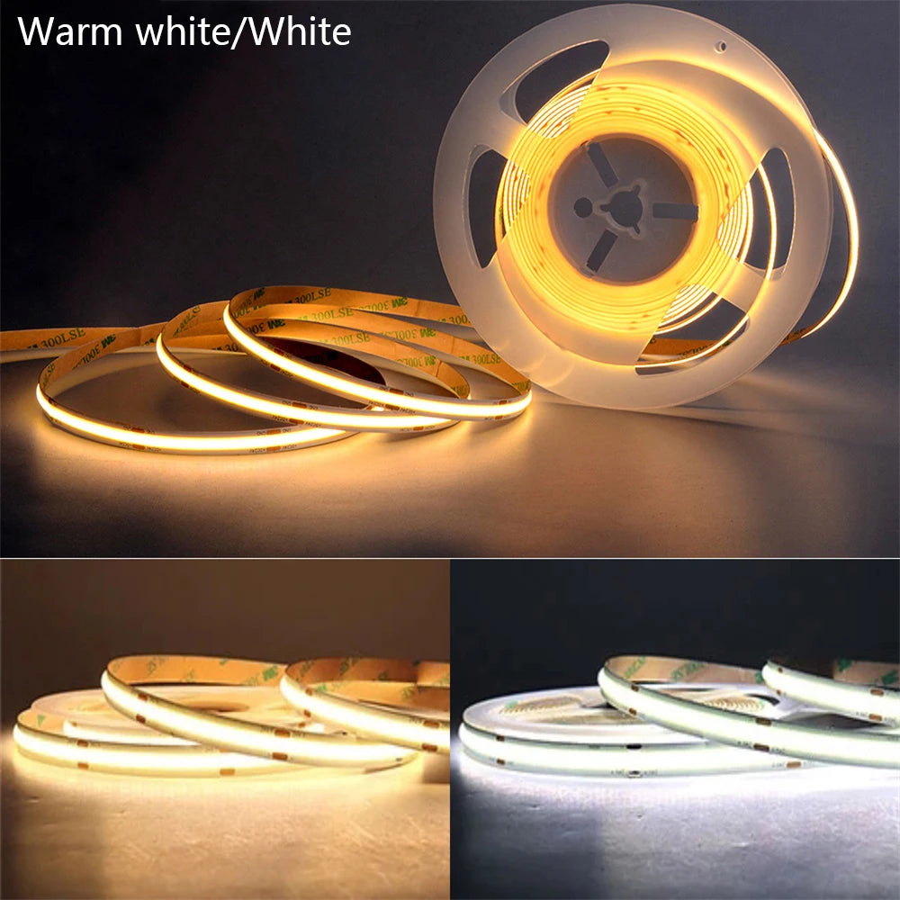 USB COB LED Strip Lights – Dimmable Flexible Tape for TV and Cabinet Lighting