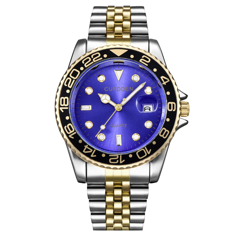 Golden Stainless Steel Quartz Watch – Elegant Analog Fashion for Women
