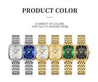Gold Stainless Steel Quartz Watch – Elegant Square Dial for Business Fashion