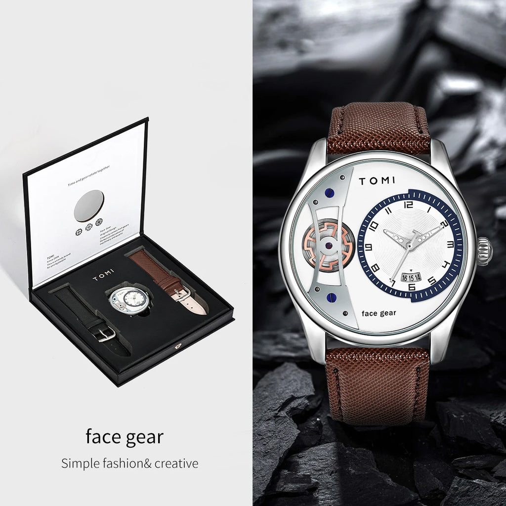 Minimalist Quartz Watch – Luxury Double Strap Set for Business Gift
