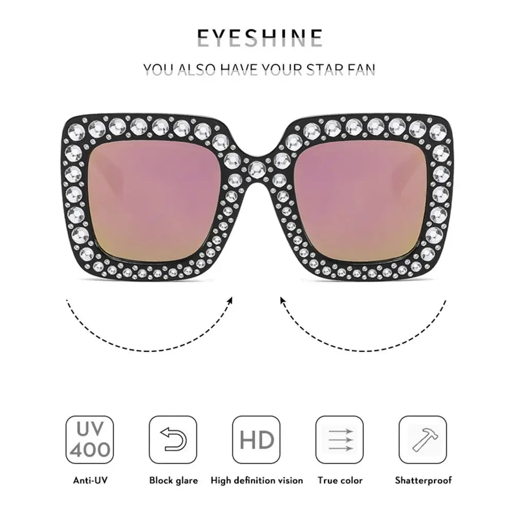 Rhinestone Square Sunglasses – UV400 Kids Eyewear for Outdoor Sun Protection