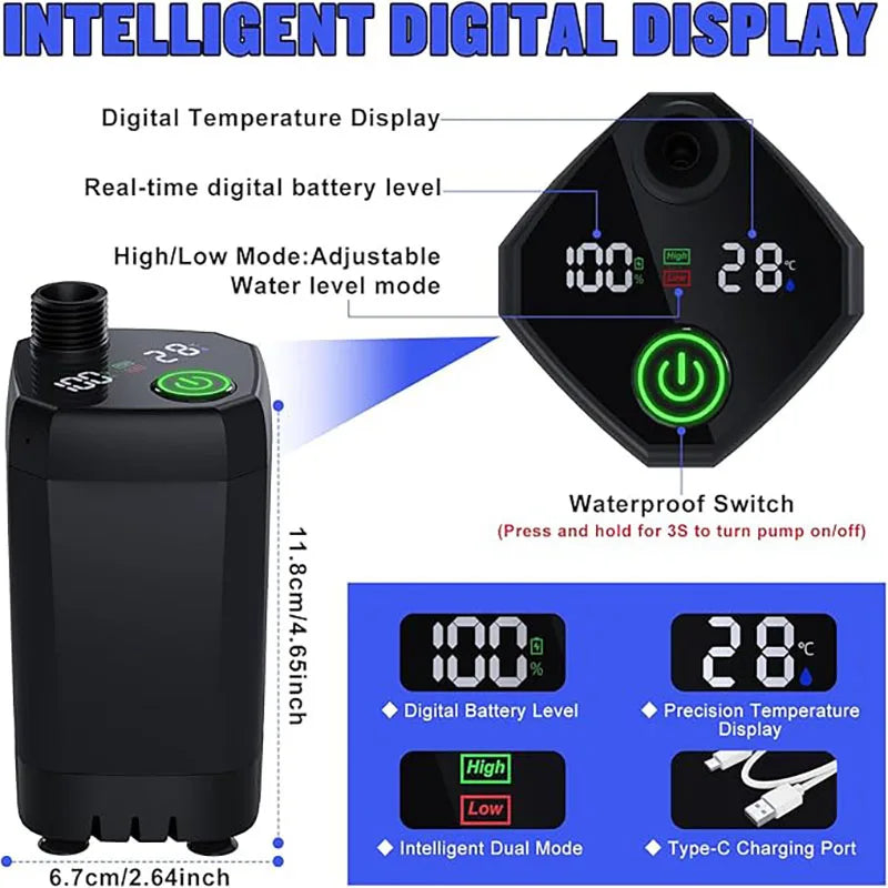 Rechargeable Portable Shower – 6000mAh LED Electric Pump for Outdoor Camping