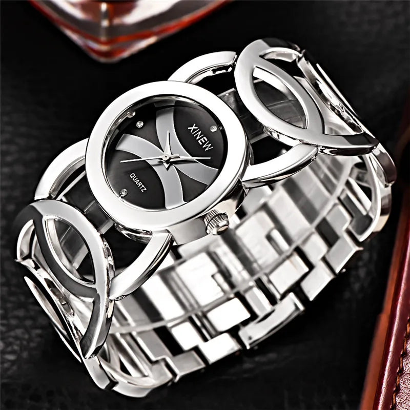 Gold Stainless Steel Bracelet Watch – Luxury Vintage Timepiece for Women