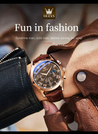 Leather Quartz Watch – Waterproof Noctilucent Timepiece for Business Men