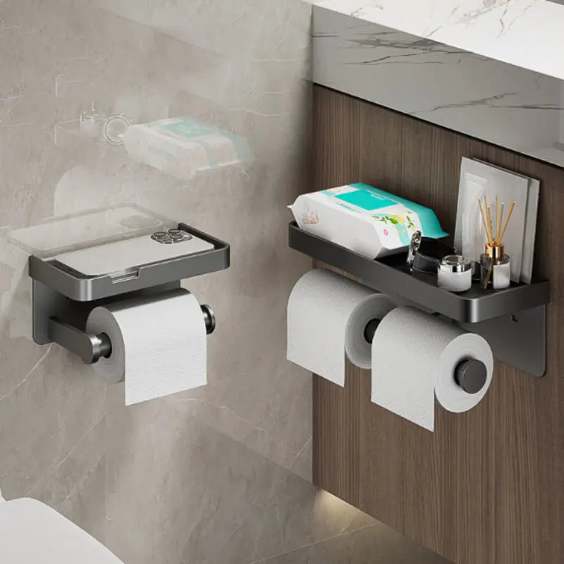 Aluminum Alloy Paper Holder – Wall-Mounted Rack for Bathroom and Kitchen