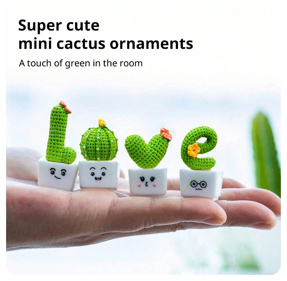 Mini Resin Succulent Cactus Plants – Decorative Ornaments for Home and Office