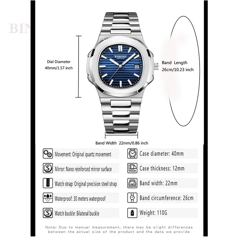 Automatic Quartz Wristwatch – Luxury Business Movement for Men