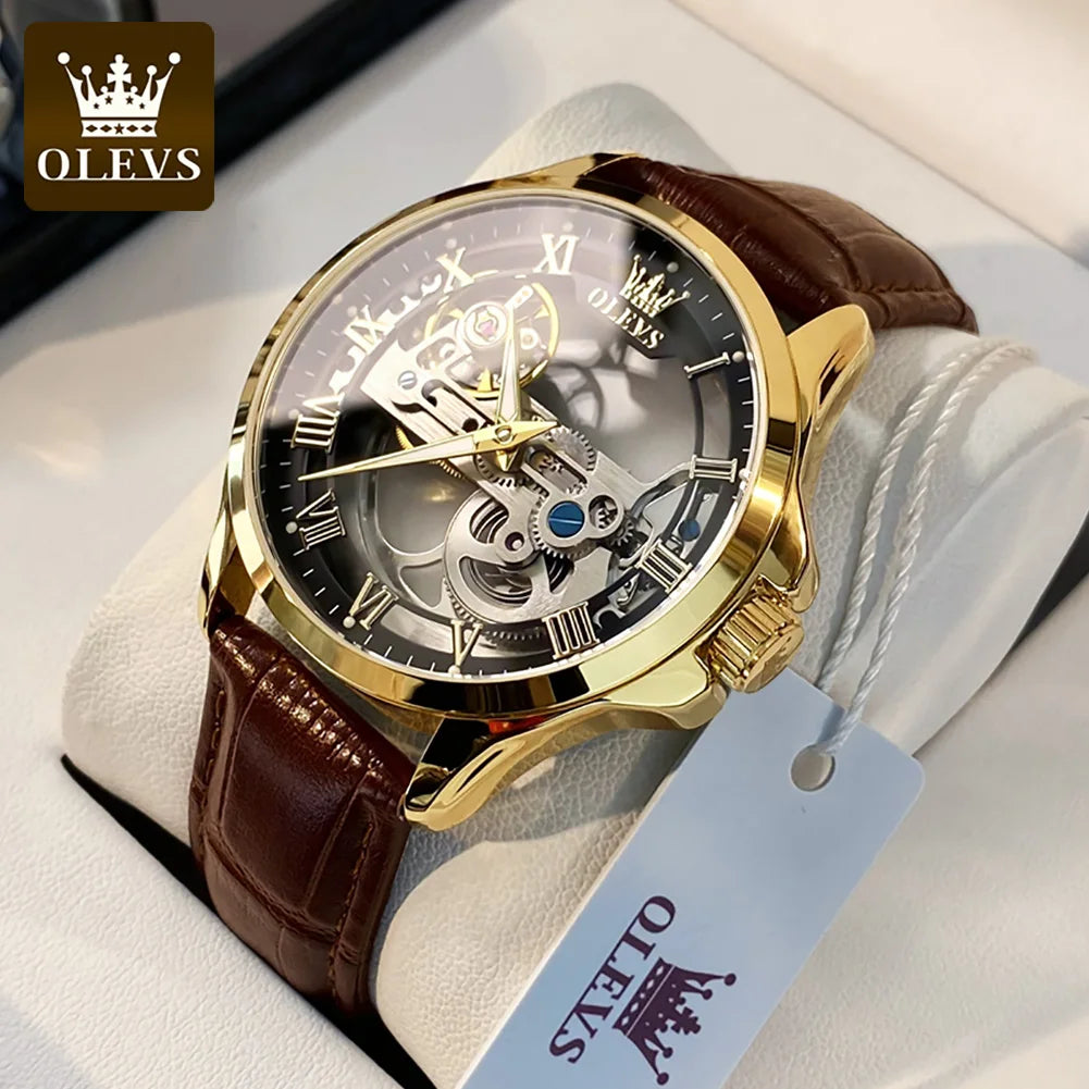 Automatic Skeleton Mechanical Watch – Transparent Leather Strap for Business Men
