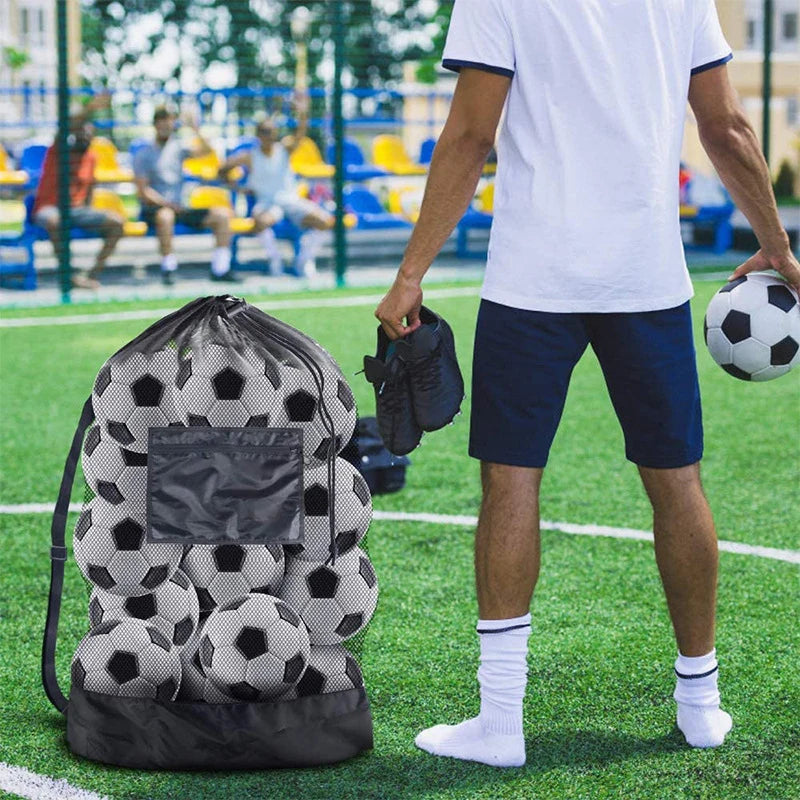 Extra Large Mesh Sports Ball Bag – Zipper Pocket Carrier for Gym and Training