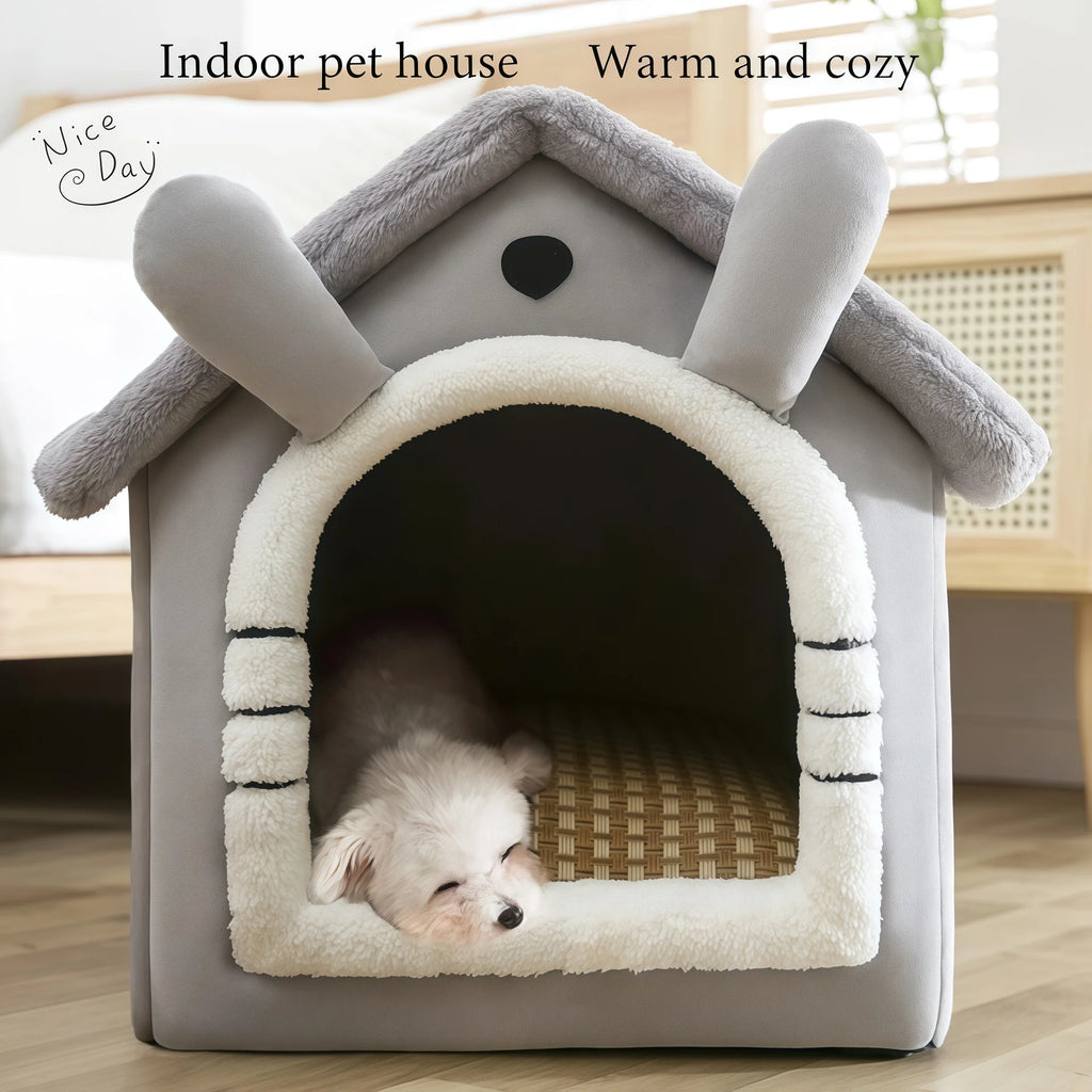 Soft Pet Bed House – Washable Enclosed Kennel for Indoor Dogs and Cats
