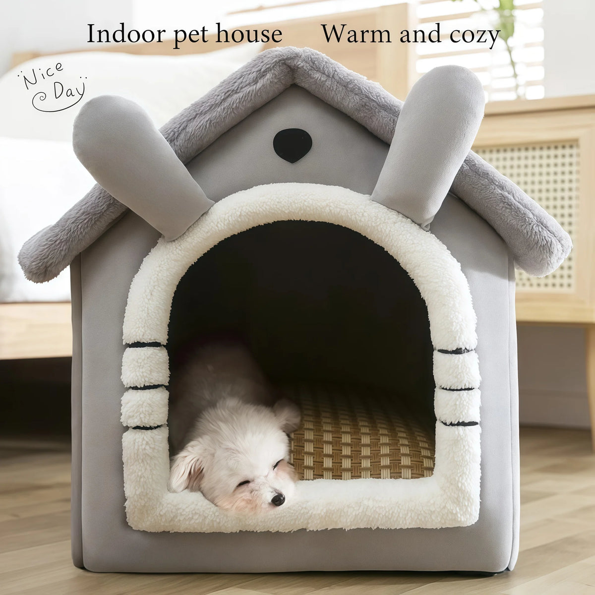 Soft Pet Bed House – Washable Enclosed Kennel for Indoor Dogs and Cats