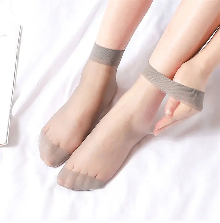 Ultrathin Crystal Nylon Ankle Socks – Sheer Summer Hosiery for Women