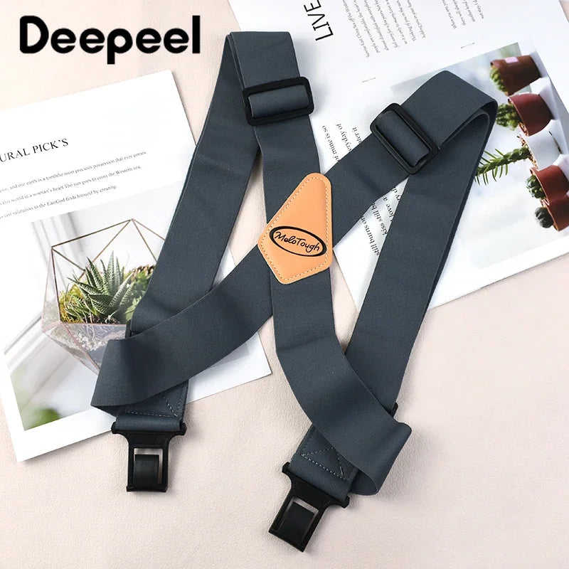 Elastic X-Type Suspenders – Adjustable Wide Braces for Men's Work and Formal