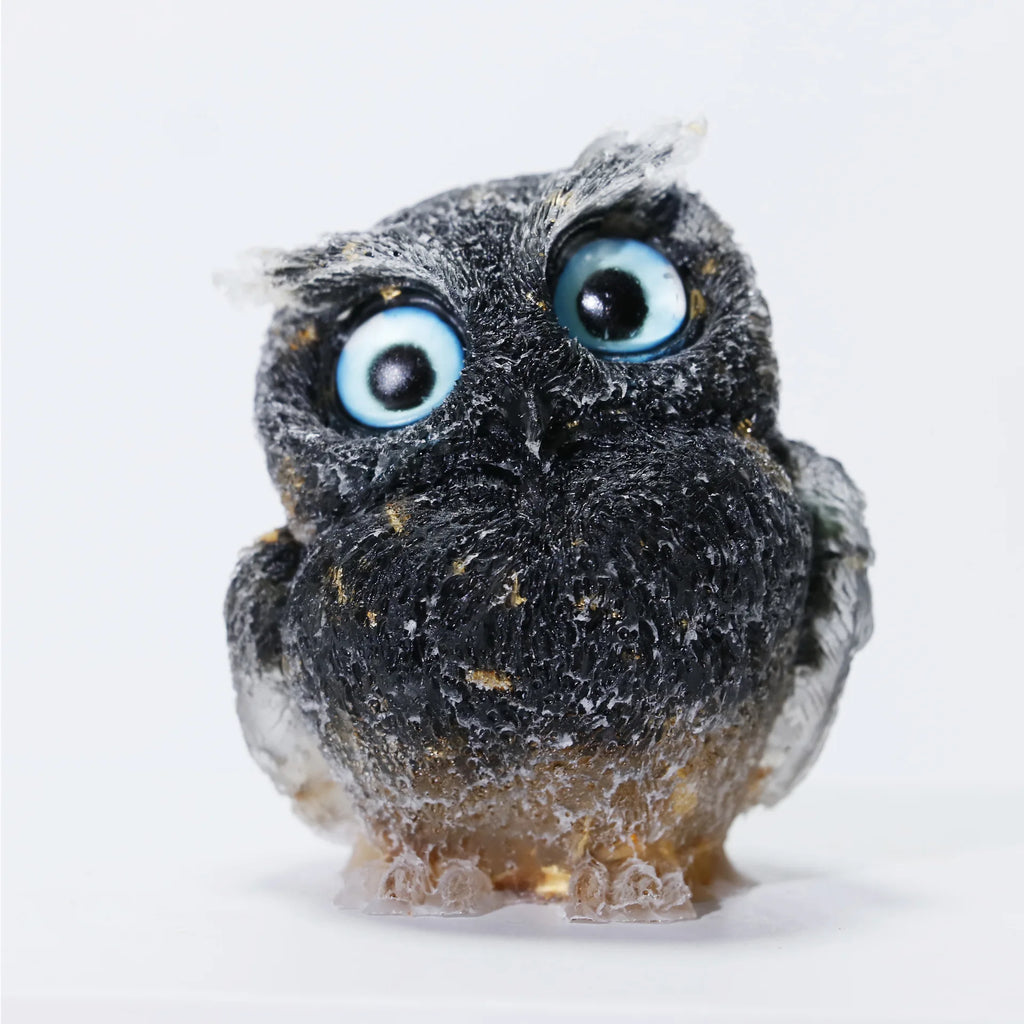 Crystal Owl Ornament – Natural Gemstone Figurine for Home Decor and Aquarium