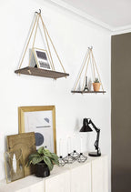 Macrame Hanging Wall Shelf – Reclaimed Wood Triangle Display for Home Decor