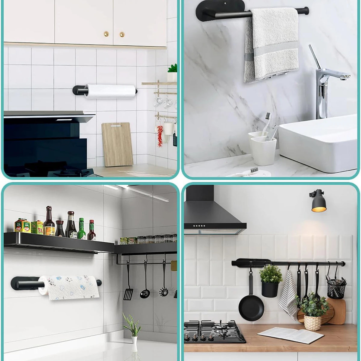 Adhesive Paper Towel Holder – Wall Mounted Rack for Kitchen and Bathroom