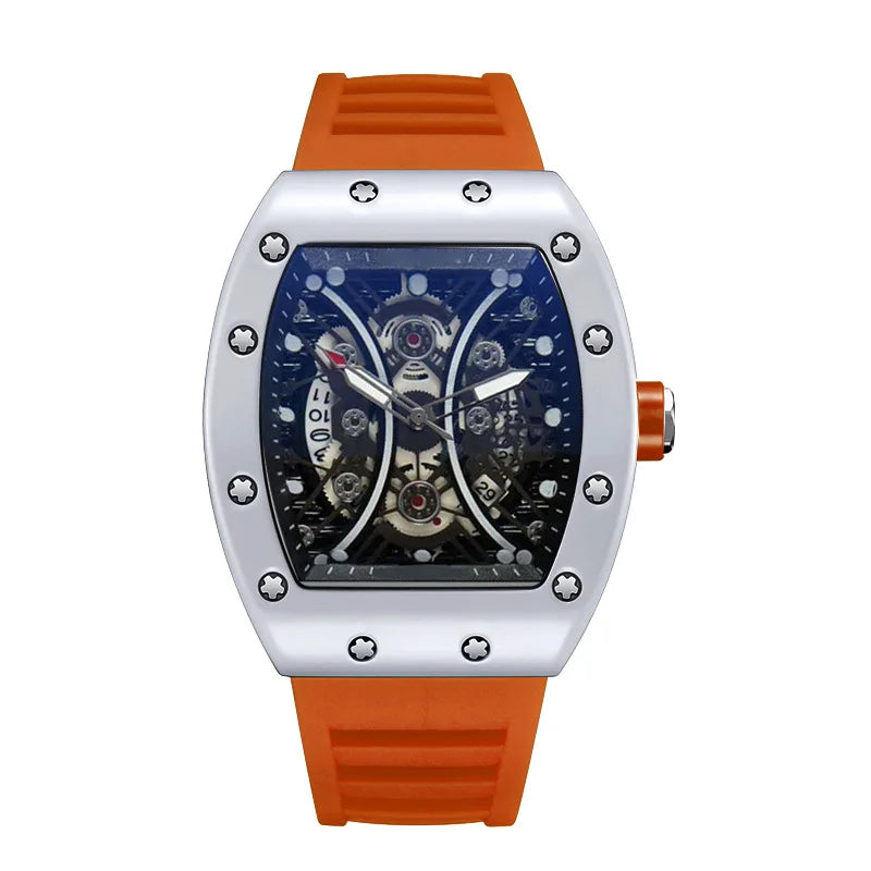 Luminous Tonneau Men's Watch – Luxury Sport Calendar Wristwatch for Daily Wear