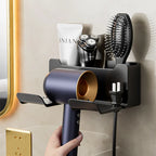 Bathroom Wall Organizer – Hair Dryer Holder with Storage Baskets for Vanity