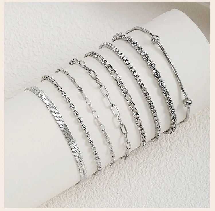 Stainless Steel Link Chain Bracelet – Stackable Silver Jewelry for Women