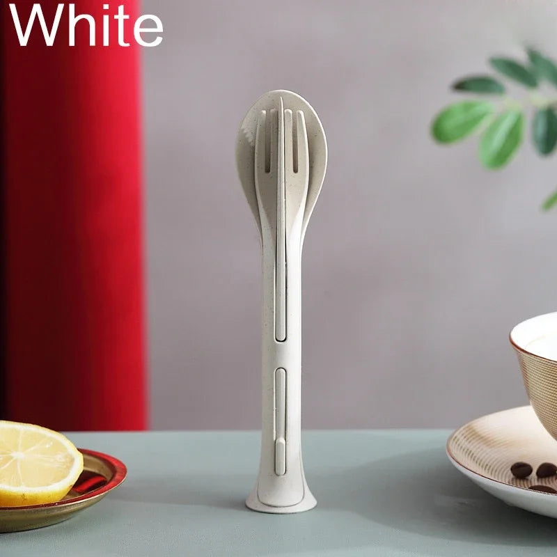 Portable Wheat Straw Cutlery Set – Eco-Friendly Tableware for Camping Travel
