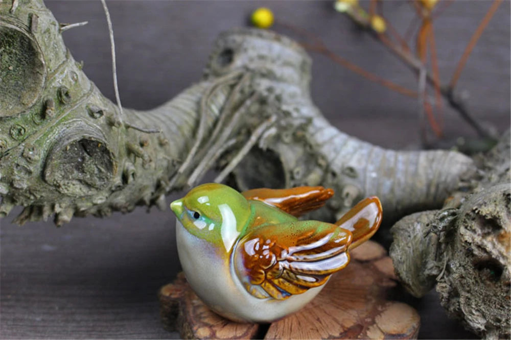 Ceramic Bird Figurines – Porcelain Magpie Sparrow Set for Home Decor