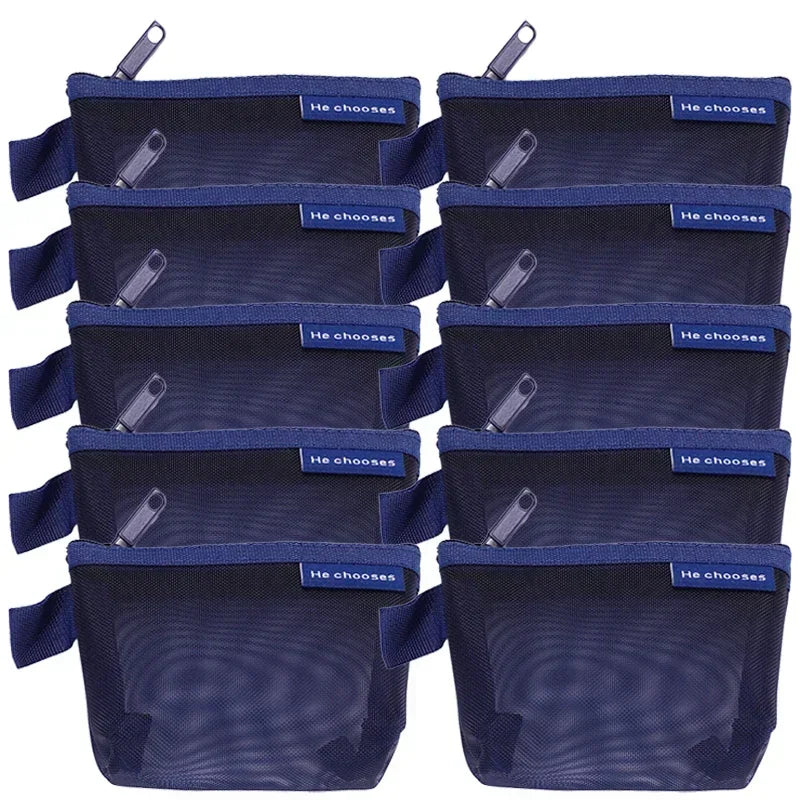 Transparent Mesh Zipper Pouch – Compact Organizer for Travel and Cables