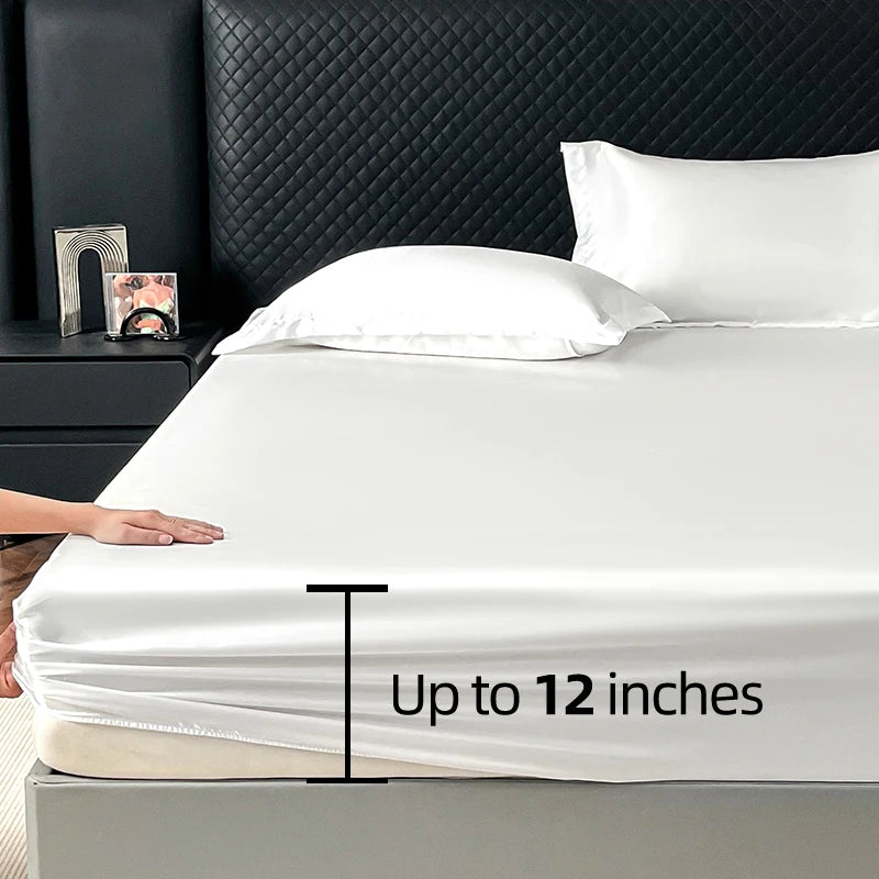 Satin Elastic Fitted Sheet – Soft Solid Mattress Cover for All Bed Sizes