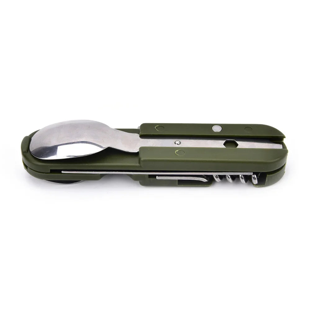 Stainless Steel Folding Camping Cutlery – Portable Utensils for Outdoor Hiking