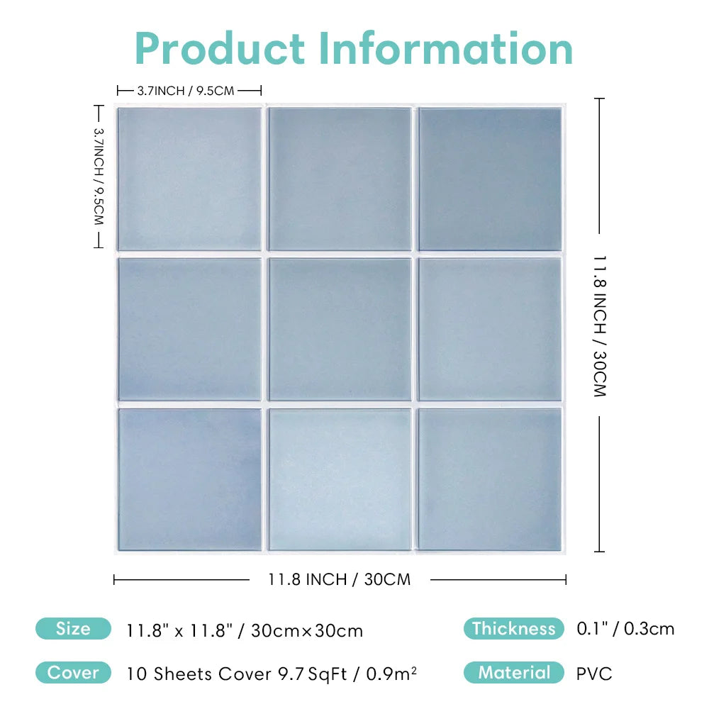 3D Self-Adhesive Tile Stickers – Waterproof Wall Decor for Kitchen Bathroom