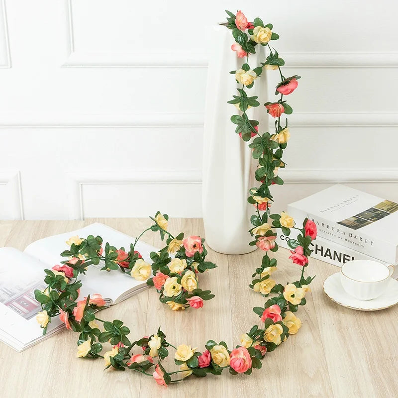 Artificial Silk Rose Vine – 2.5m Floral Garland for Wedding Arch Decoration