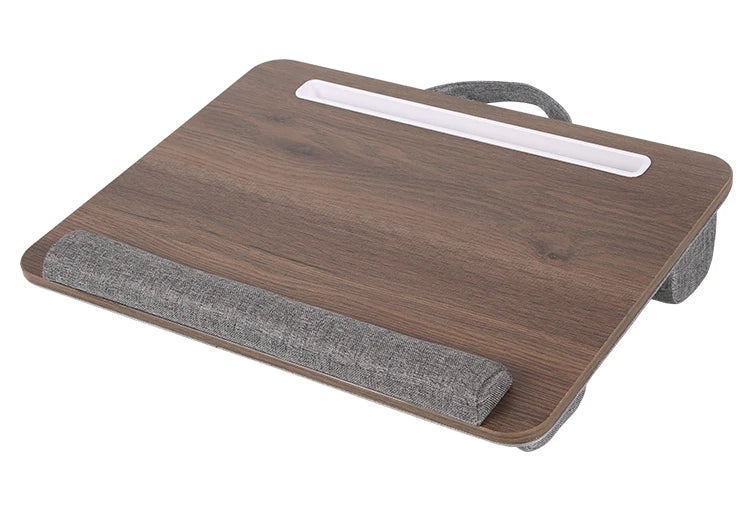 Portable Wooden Laptop Bed Desk – 15 Inch Lap Tray with Cushion for Study