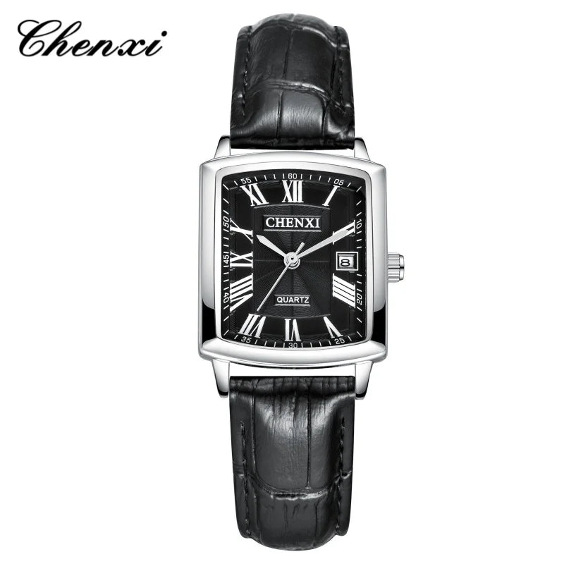 Quartz Couple Watches – Waterproof Leather Calendar Wristwatch for Daily Wear