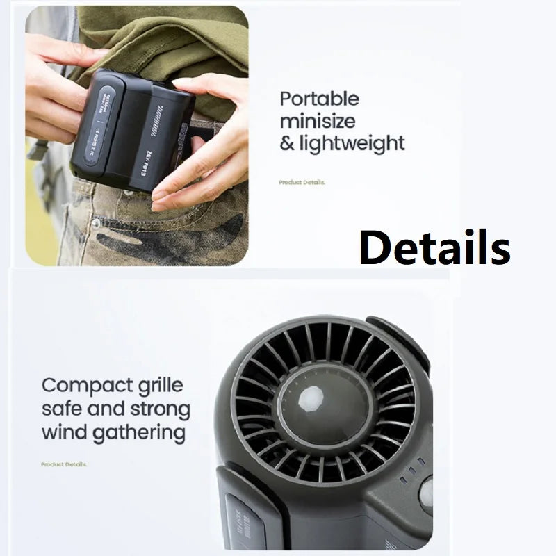 Portable Waist Clip Fan – Rechargeable Cooling Device for Outdoor Camping