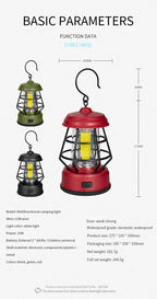 Retro LED Tent Lantern – Portable Hanging Lamp for Outdoor Camping