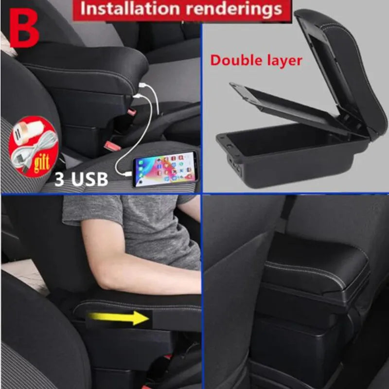 Center Console Armrest Box – Storage Organizer for Peugeot 208 2012-2018