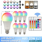 RGB LED Light Bulb – Dimmable 16 Color Remote for Home Bedroom Decor