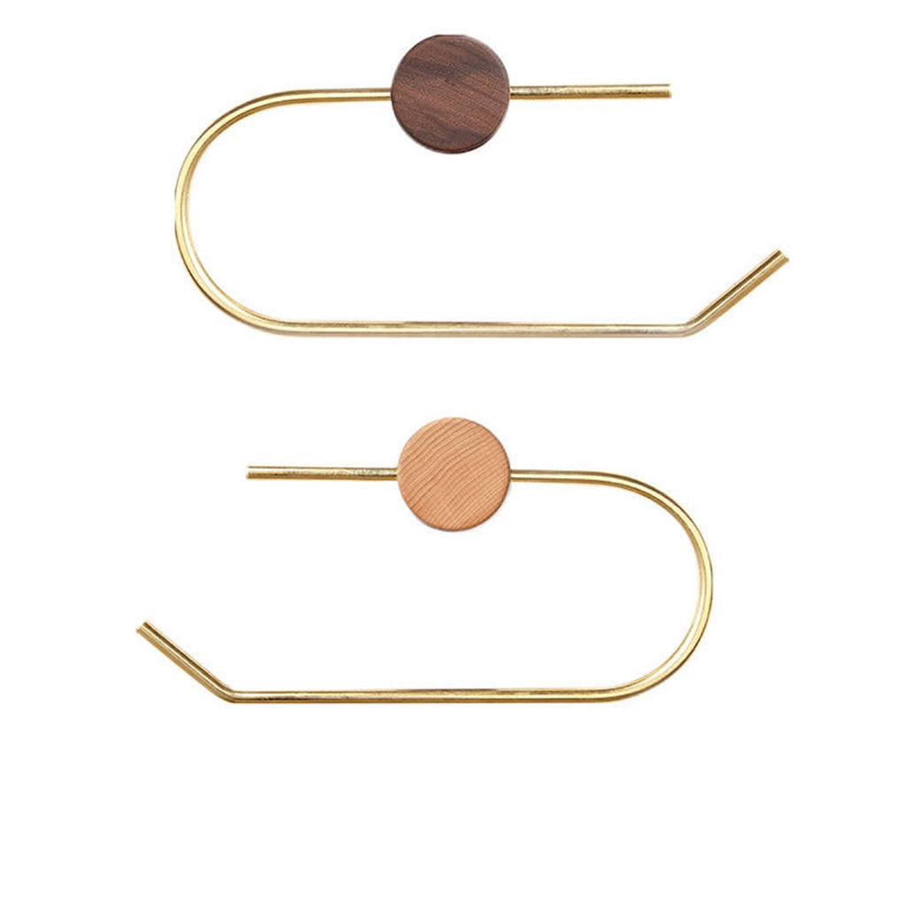 Self-Adhesive Brass Toilet Paper Holder – Wall Mounted Wood Tissue Rack for Bathroom