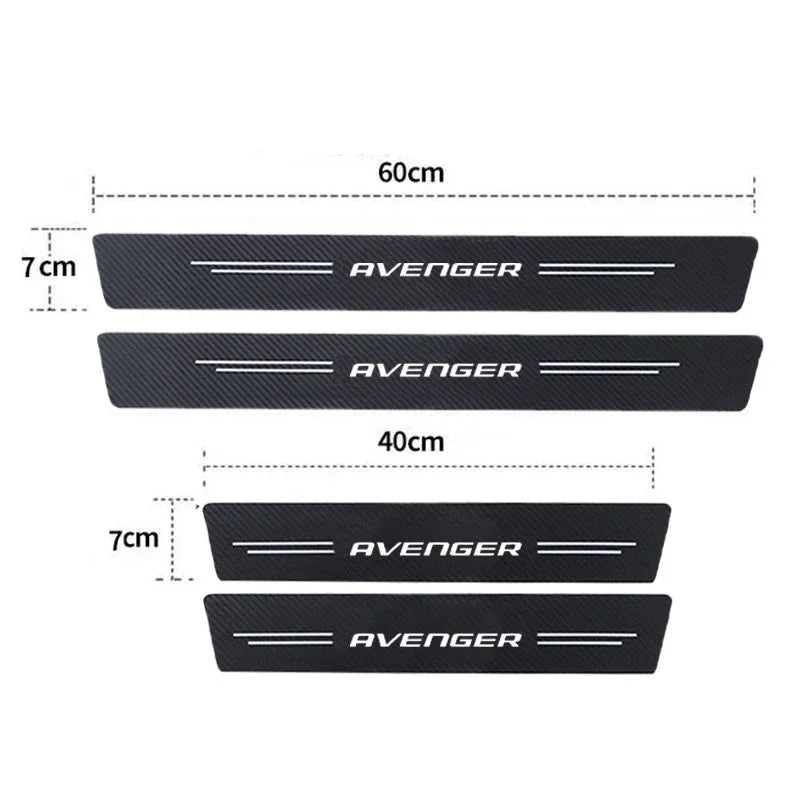 Carbon Fiber Door Sill Scuff Plates – Anti-Scratch Decal for Dodge Avenger