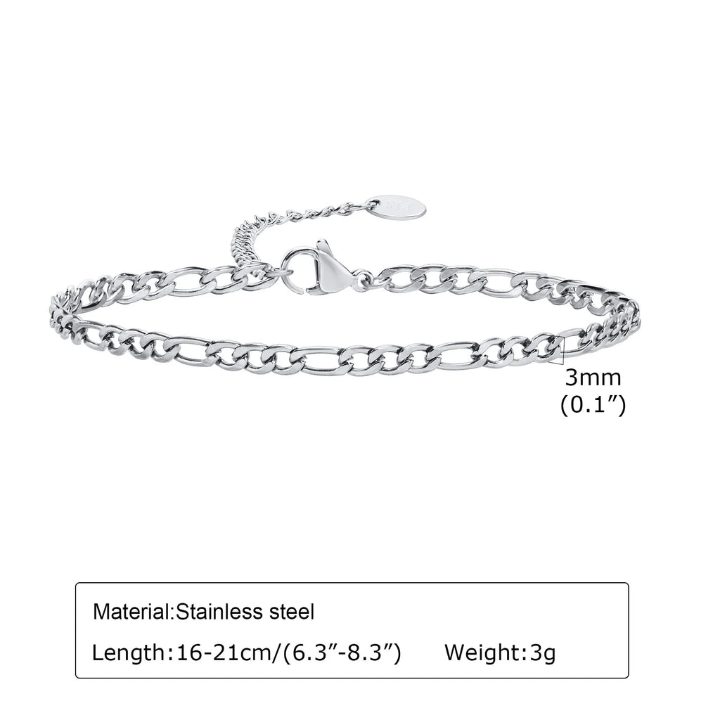 Stainless Steel Link Chain Bracelet – Stackable Silver Jewelry for Women