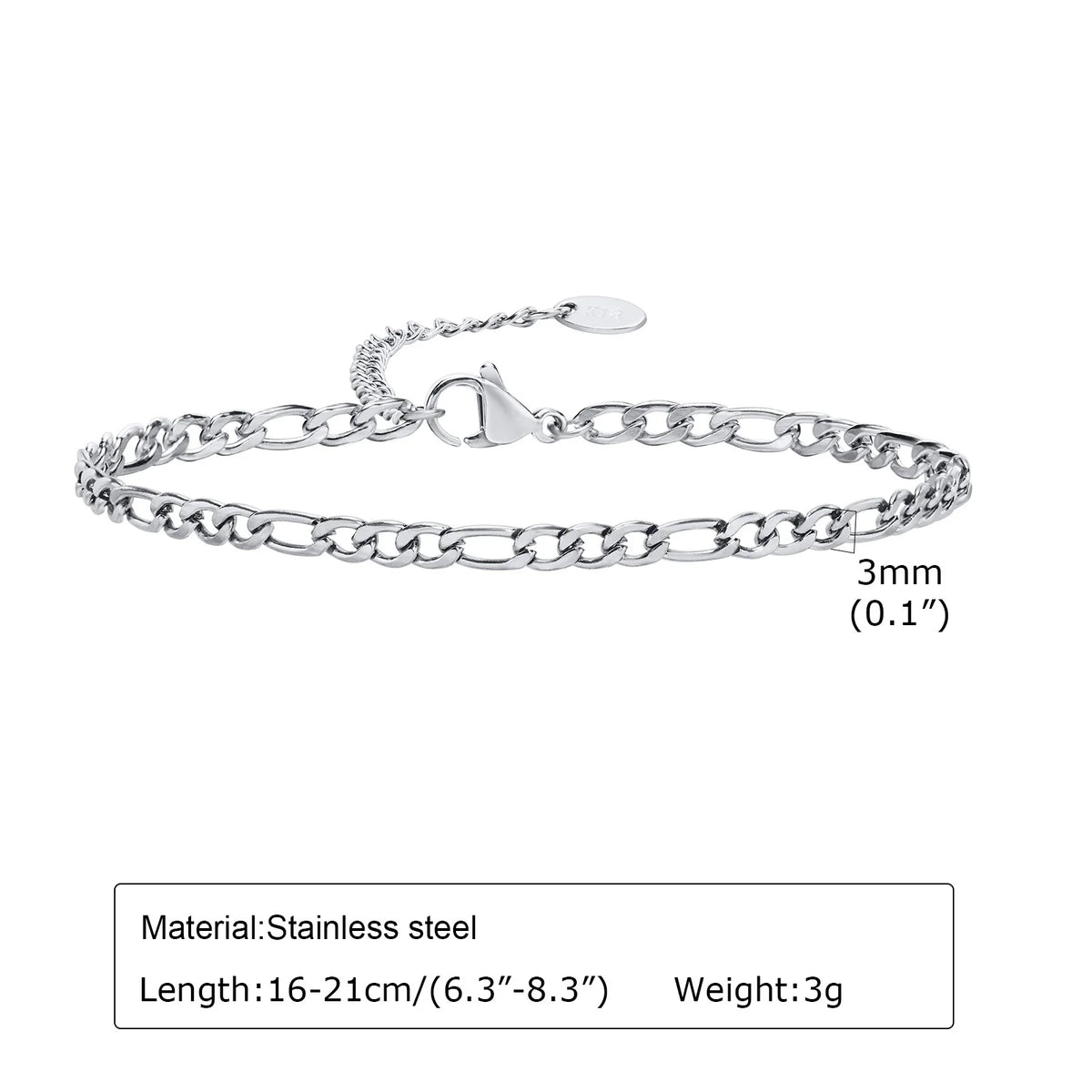 Stainless Steel Link Chain Bracelet – Stackable Silver Jewelry for Women