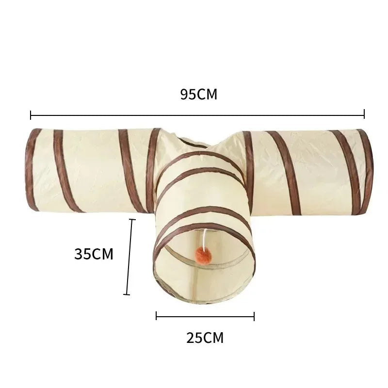 Collapsible Cat Tunnel – Interactive T-Shape Play Tube for Indoor Pet Exercise